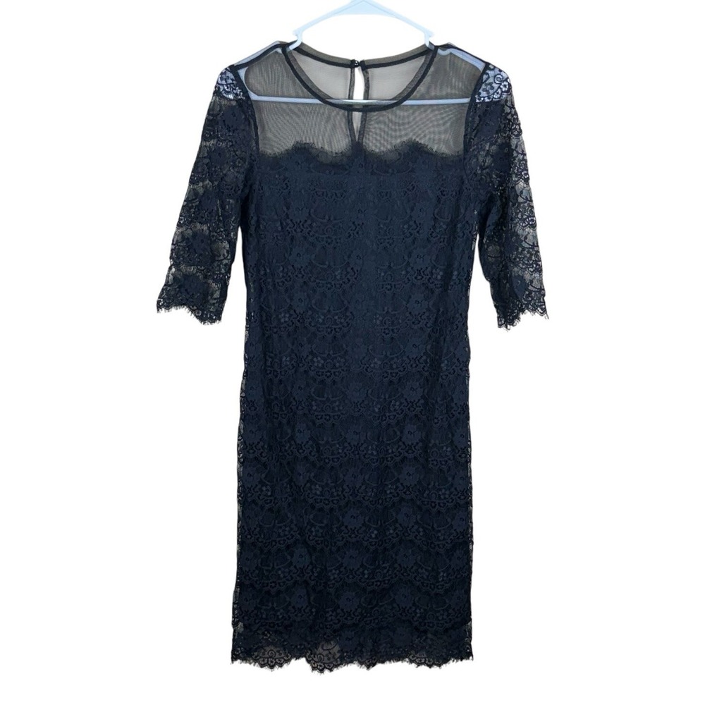 BCBG Paris Dress Women's Size 2 Black Eyelash Lace Lillian Stretch Elegant